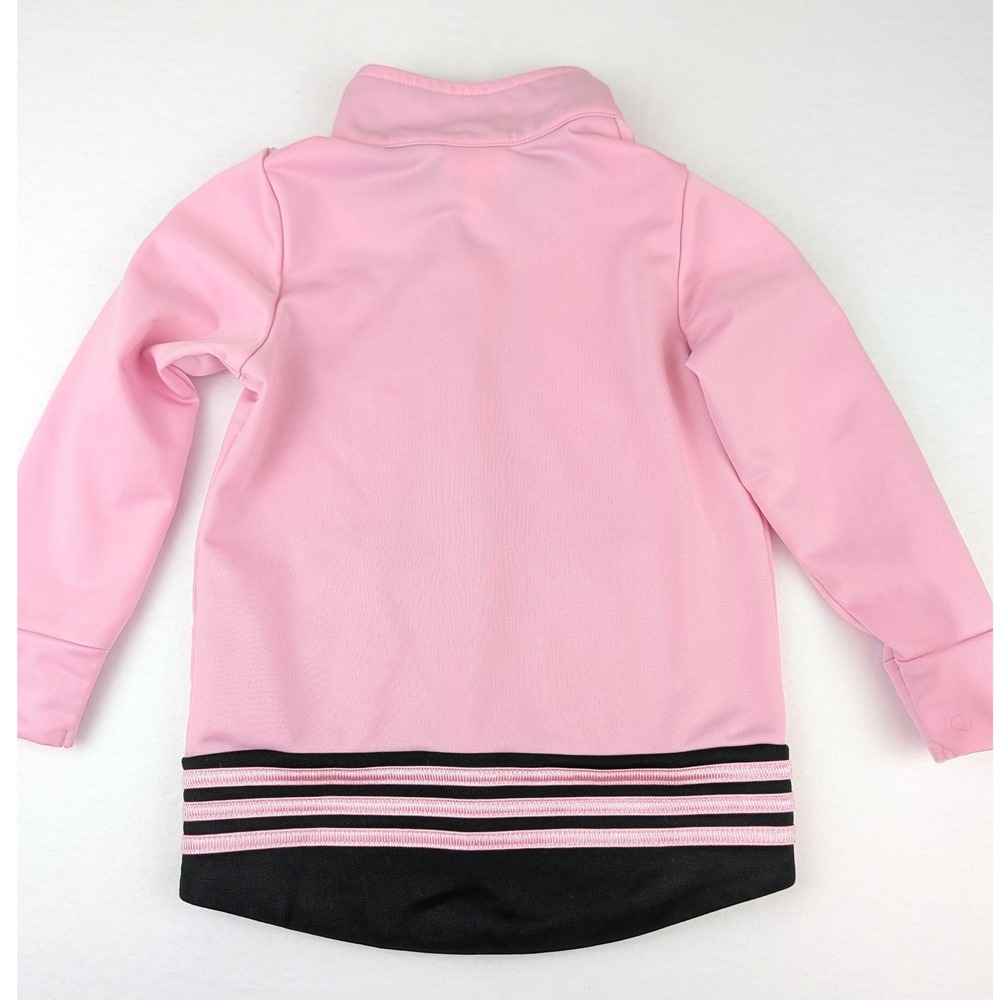 Adidas Kids Pink Black Full Zip Track Jacket 24M Three Stripe Sporty Jacket - Picture 2 of 14
